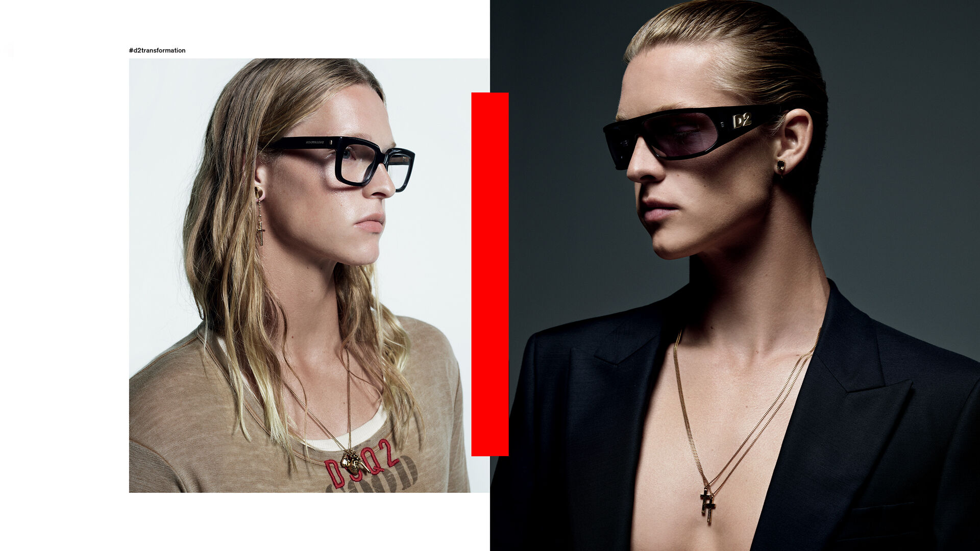 A picture with two model wearing our eyewear collection for the fallwinter 24