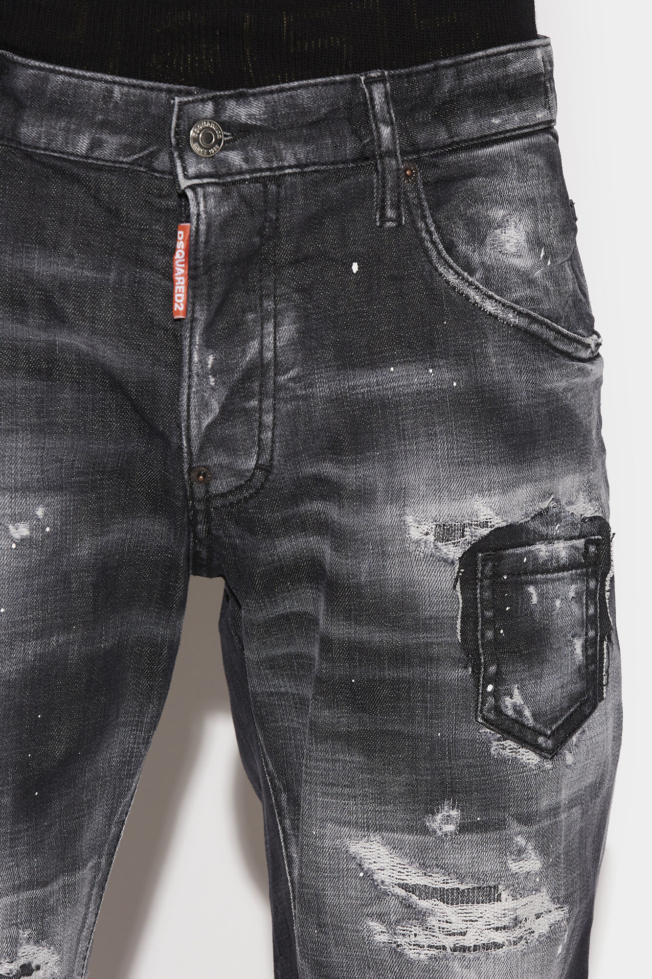 Black Ripped Wash Skater Jeans