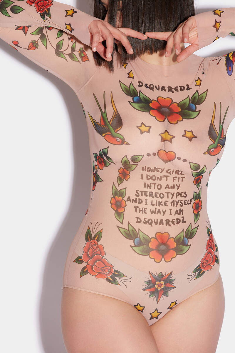 DSquared² Tattoo Print Bodysuit
