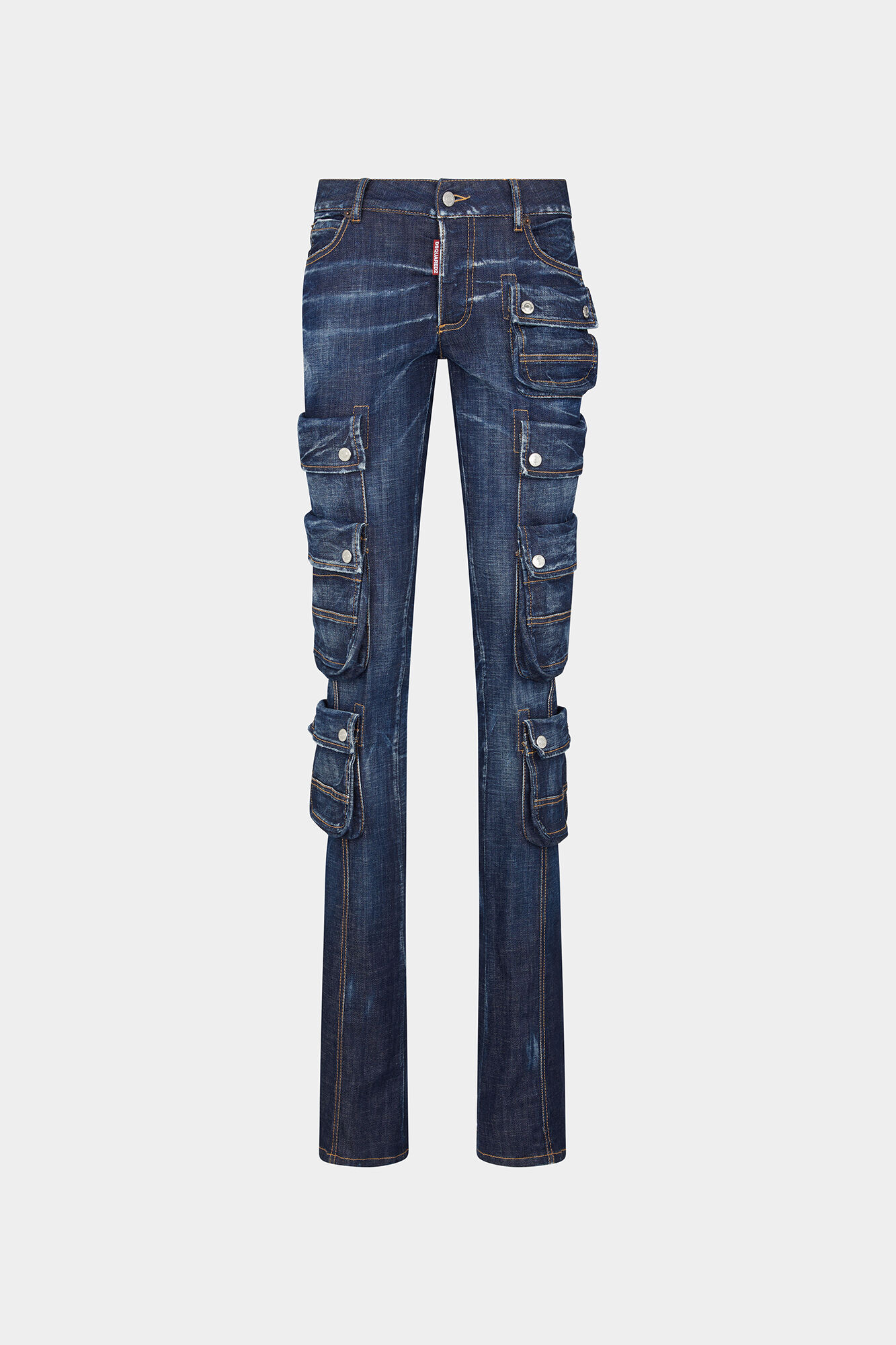 Dark Clean Wash Denim Trumpet Cargo Pant