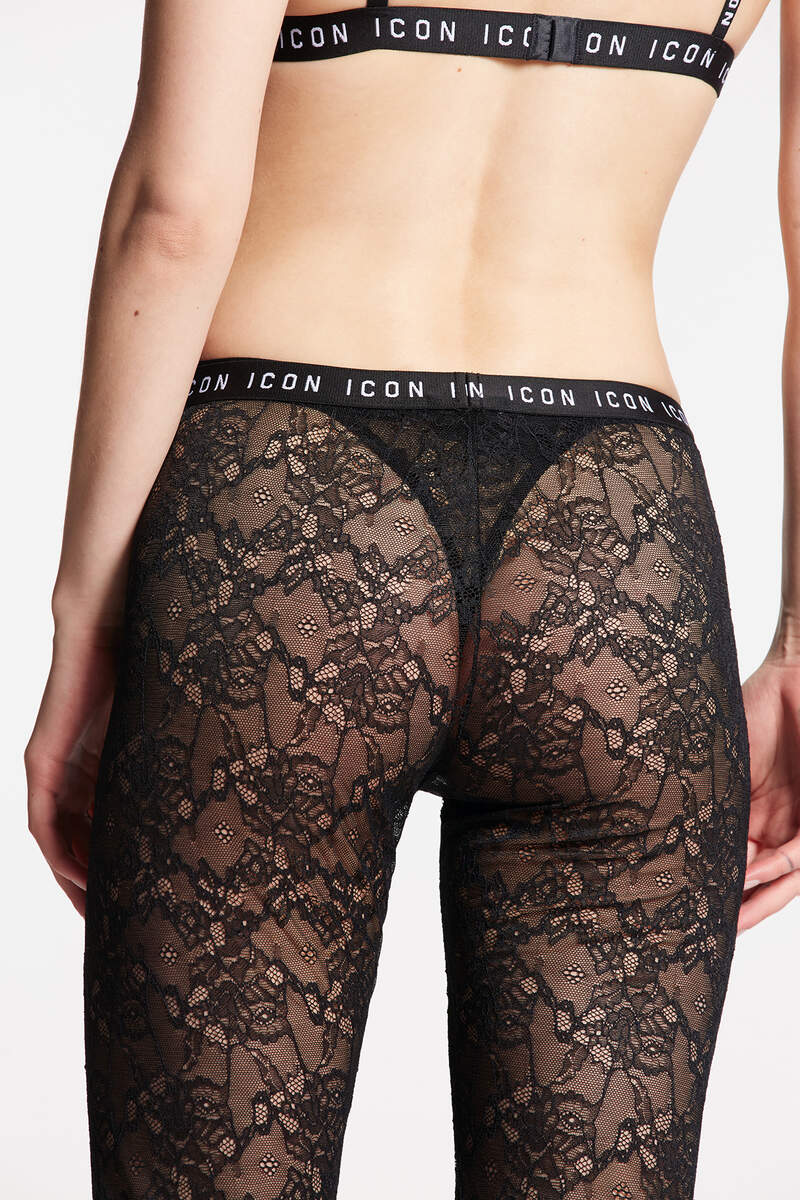 Philipp Plein Logoed Waistband CONTRAST Leggings with Lace Inserts women -  Glamood Outlet