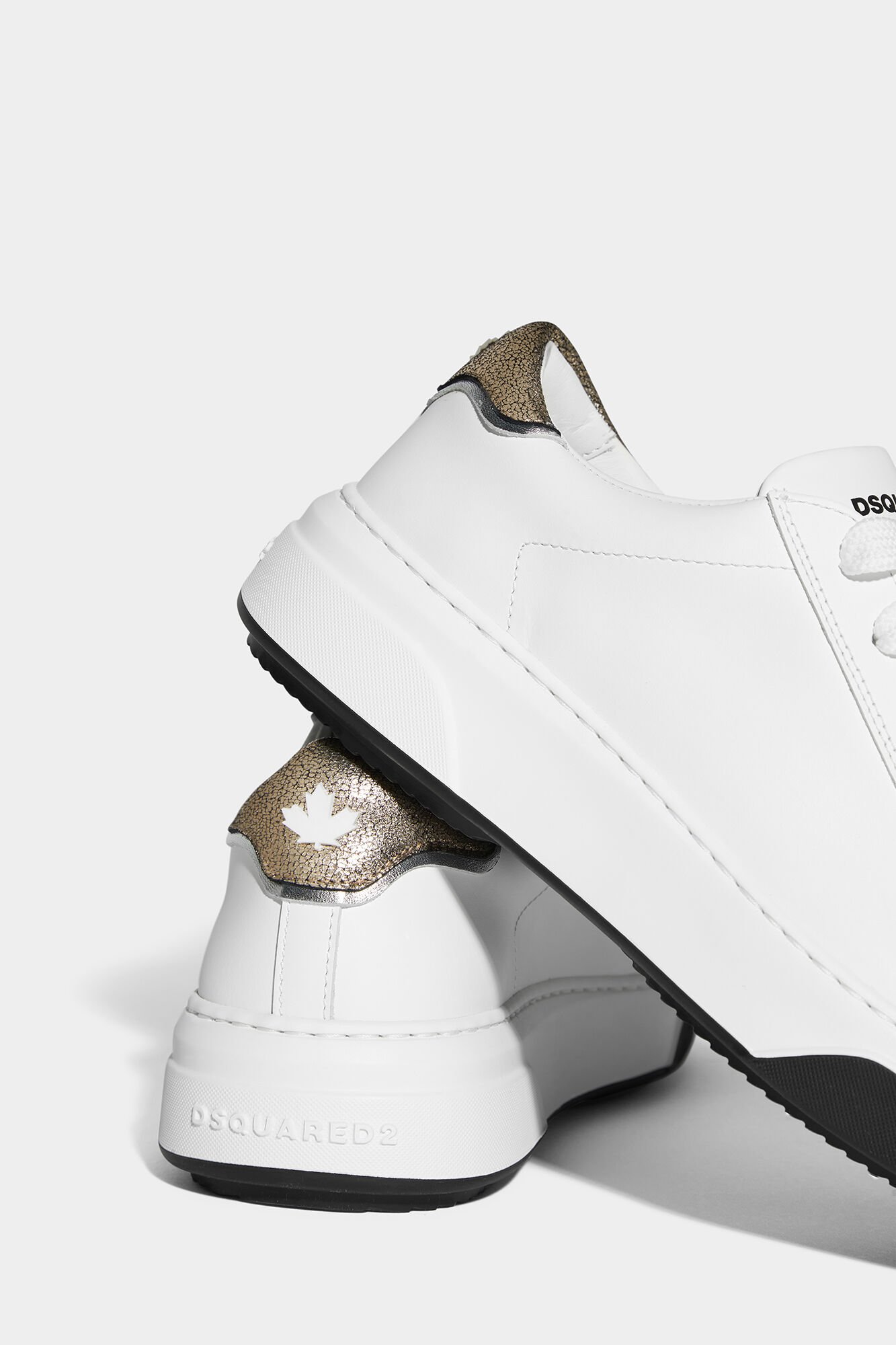 DSQUARED2 White leather Bumper sneakers