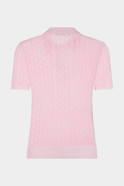 Knitted Openwork Cotton Polo Shirt  image number 4