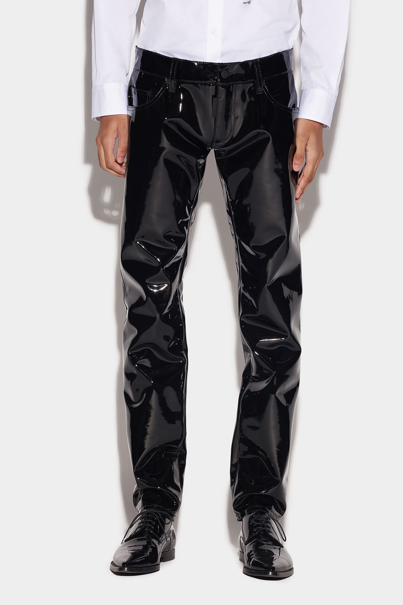 Shine On Black Vinyl LeatherLook Trousers  New Look