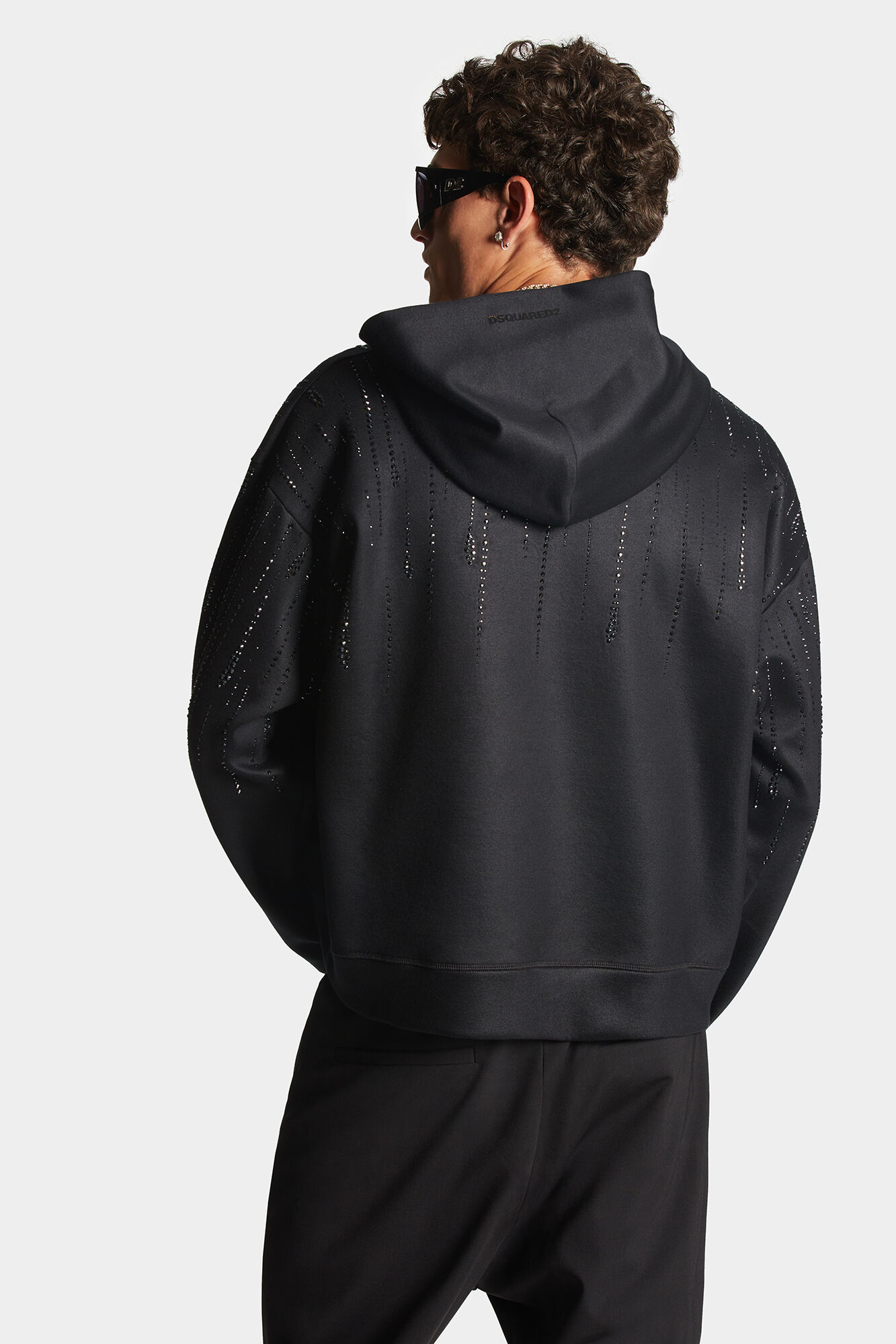 Dsquared2 rhinestone-embellished logo hoodie - Black
