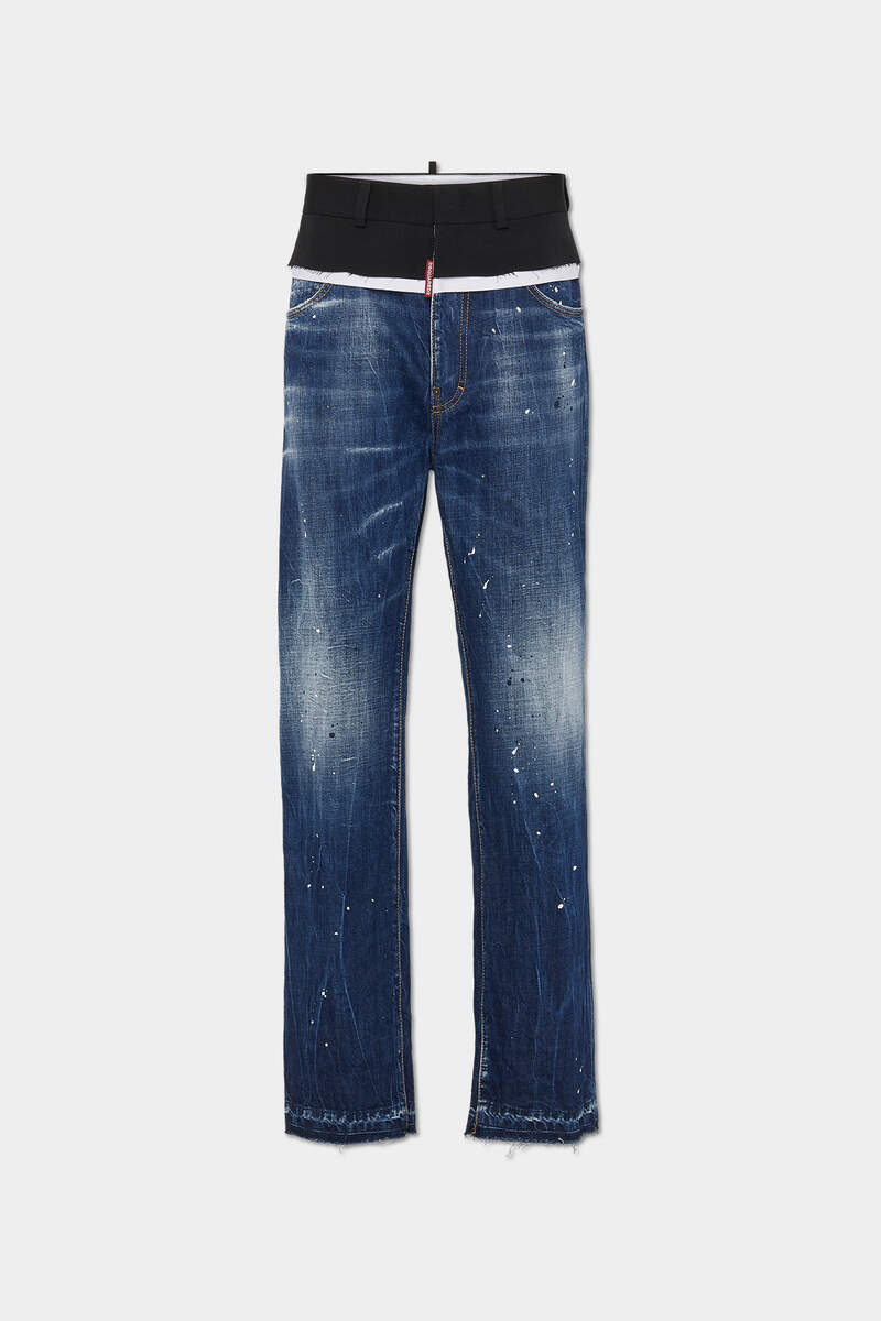Medium White & Blue Spots Loose Jeans image number 1