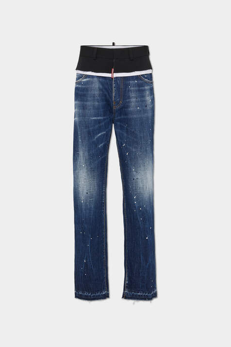Medium White & Blue Spots Loose Jeans