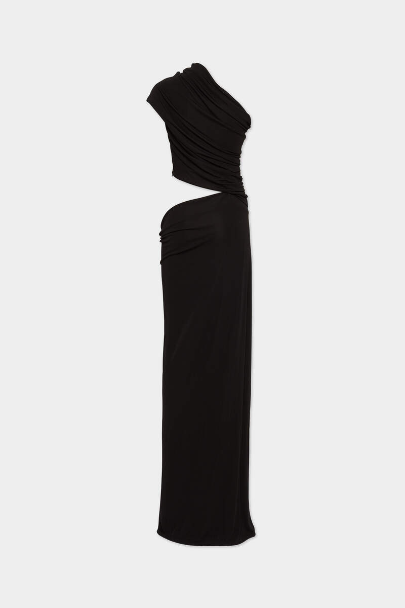 Crepe Viscose Jersey Asymmetrical Long Dress image number 2