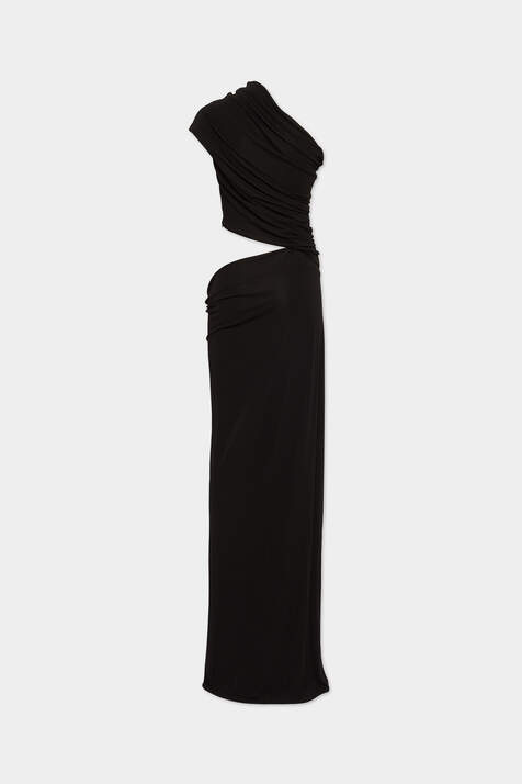 Crepe Viscose Jersey Asymmetrical Long Dress número de imagen 4