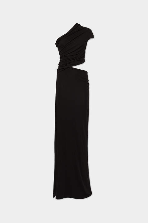 Crepe Viscose Jersey Asymmetrical Long Dress número de imagen 3