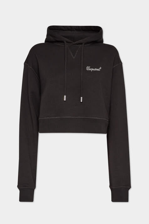 Logoed Cropped Hoodie Sweatshirt