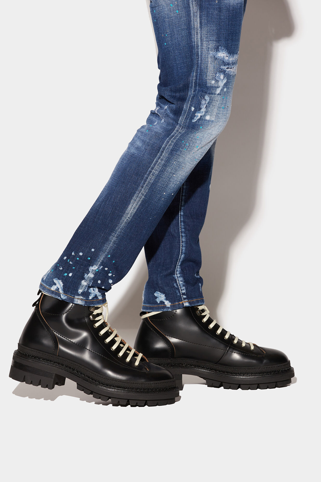 Dark Tiffany Spots Wash Skater Jeans