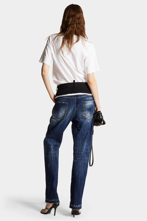 Medium White & Blue Spots Loose Jeans número de imagen 4