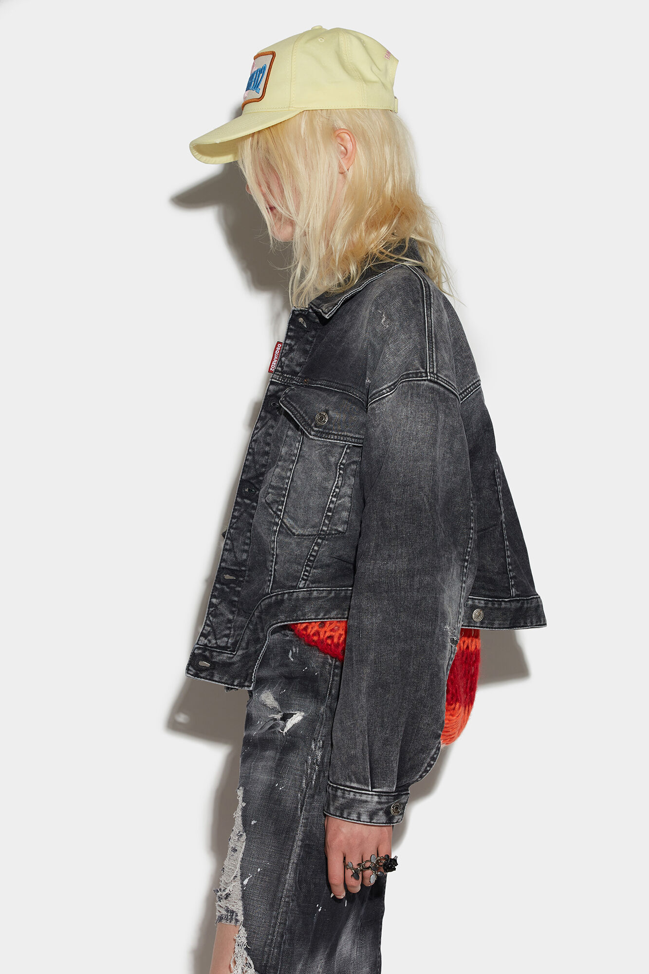 Black Rose Wash Raw Cut Jean Jacket