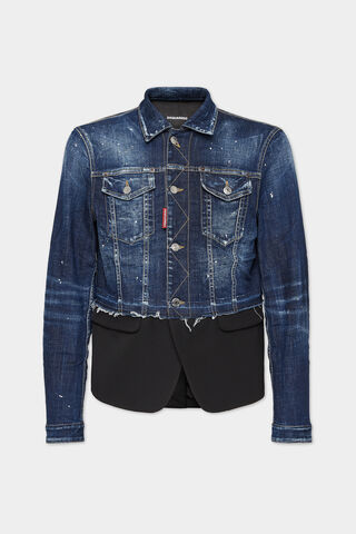 Medium White and Blue Spots Denim Jacket