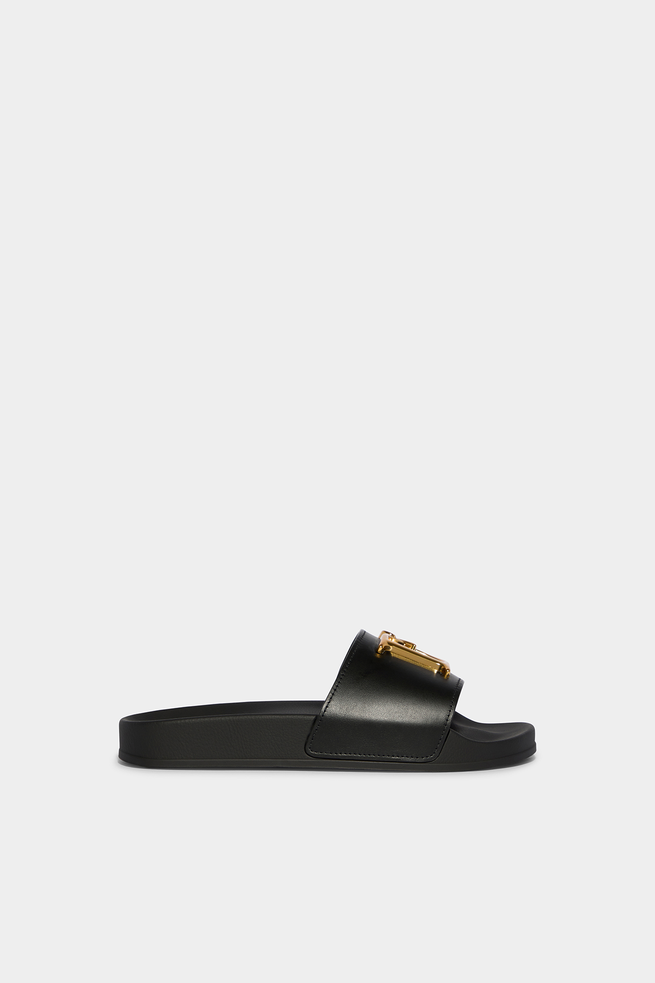 Dsquared2 Leather Slide Sandals In Black