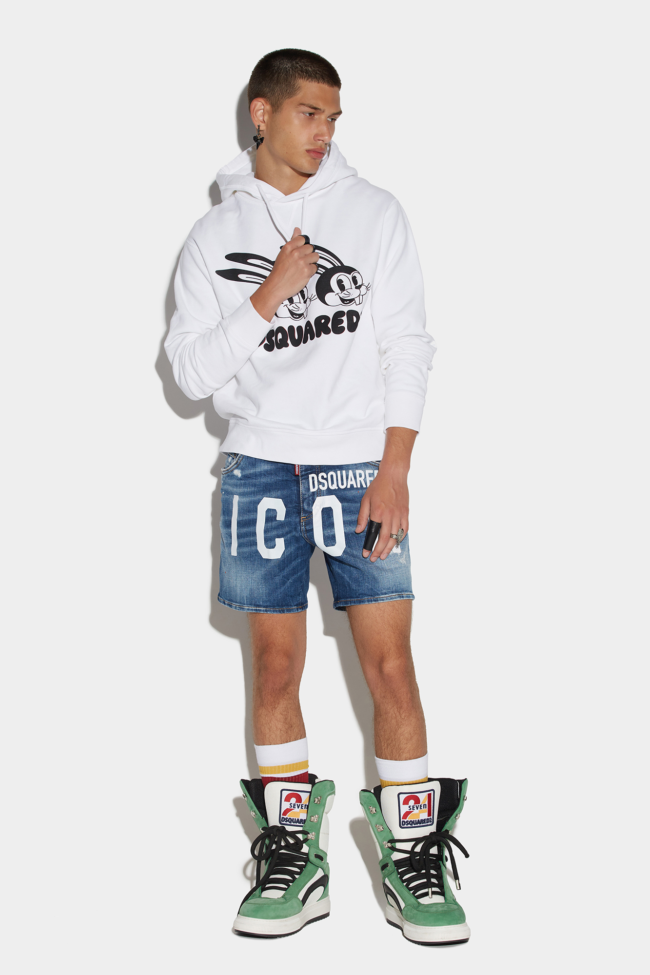 Icon Logo-print Denim Shorts In Blue